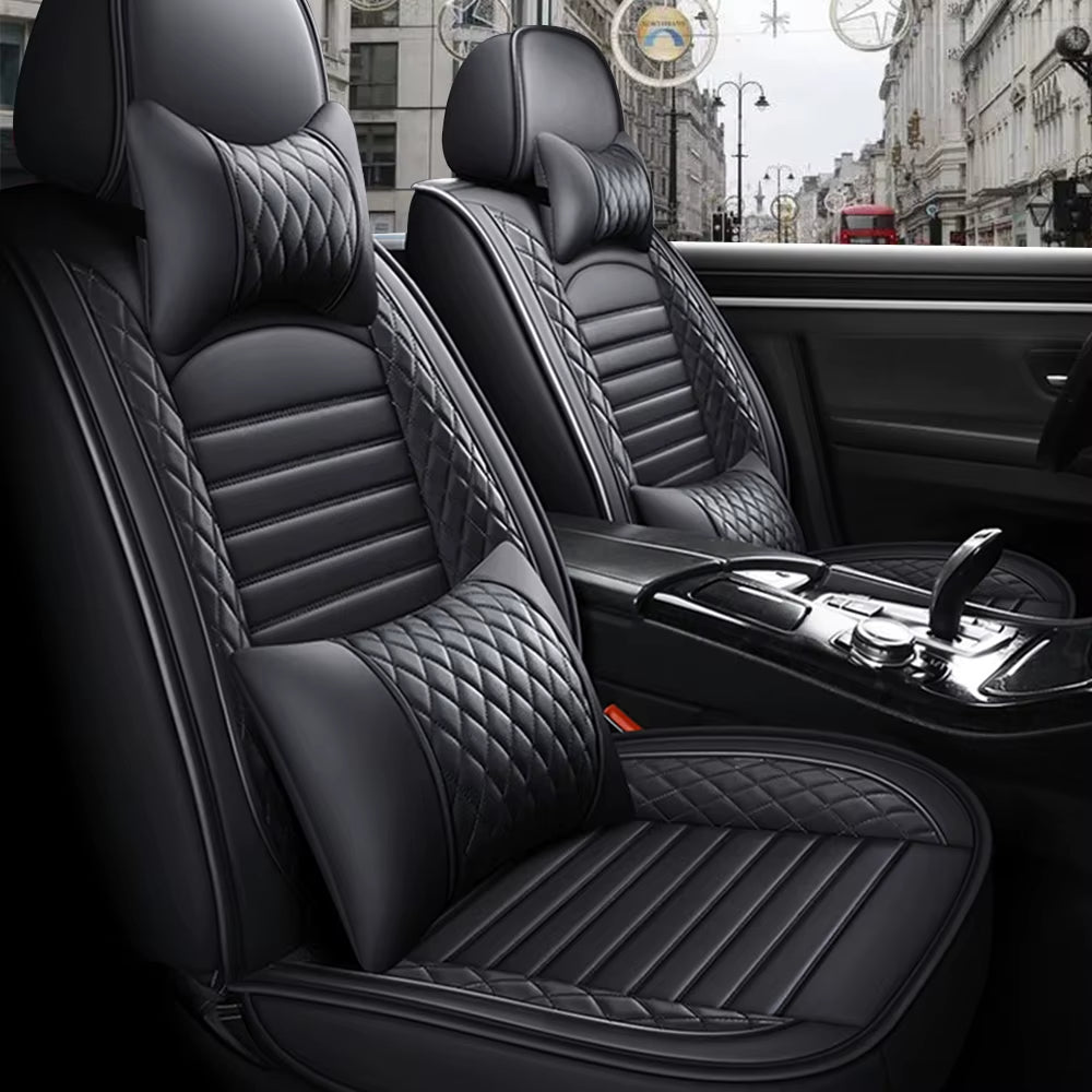 5-Seats PU Leather Universal Car Seat Covers Full Set Front Rear Seat Cushion Anti-Scratch Protection for Sedan SUV Seat